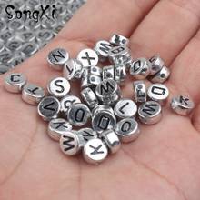 100pcs 7mm Letter Beads Round Flat Alphabet Siver Acrylic Loose Spacer Beads for Jewelry Making Diy Bracelet Necklace Wholesale 2024 - buy cheap