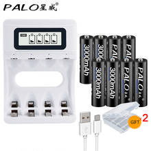 PALO  8pcs 3000mAh 1.2v AA rechargeable battery+USB LCD smart battery charger  for AA / AAA NiCd NiMH rechargeable batteries 2024 - buy cheap