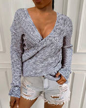 Женский кашемировый свитер с V-образным вырезом и длинным рукавом 2024 - купить недорого