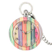 Relógio de bolso feminino quartzo, relógio colorido de bambu com pingente de luz noturna, relógio leve de bolso para mulheres 2024 - compre barato