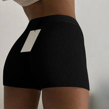 Mini shorts esportivo de algodão, moda casual, feminino, branco, preto, cintura alta, de malha, biker, sweat, para verão 2024 - compre barato