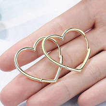 Cute   Gold Color Hollow Heart Hoop Earrings Exquisite Loop Huggie Earring Fashion Ear Jewelry Accessories for Women Girls 2024 - buy cheap