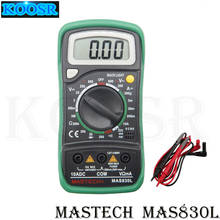 MASTECH-Mini multímetro Digital MAS830L, pantalla LCD de mano, probador de corriente CC, retroiluminación, retención de datos, prueba de continuidad de diodo hFE 2024 - compra barato