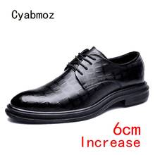 Cyabmoz Men Business Dress shoes Height increasing 6cm Plaid Formal Shoes Lace up Party Hidden Elevator Work wedding Man Shoes 2024 - buy cheap