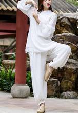 Roupas de algodão e linho para dança, roupas de dança do chá zen yoga tai lay chi taiji kung fu wushu, uniformes, restauração 2024 - compre barato