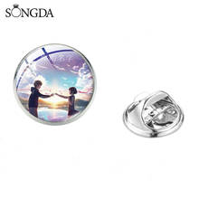 Kimi No Na Wa Cosplay Your Name Glass Convex Round Brooch Miyazaki Trefoil Stand collar Stainless Steel Badge Backpack Clothes 2024 - buy cheap