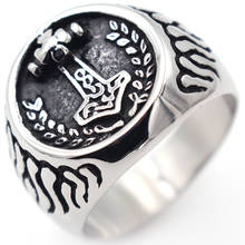 AsJerlya-anillo de acero de titanio para hombre, accesorio Retro de alta calidad, de acero inoxidable 316L, anillo de martillo de Thor, tamaño grande 7-14 2024 - compra barato