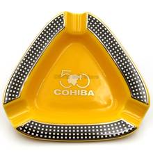 Cohiba 50th anniversary porcelana charuto cinzeiro 3 charuto cinza bandeja tabaco cigarro cinzeiro titular ferramenta de fumar com caixa de presente 2024 - compre barato