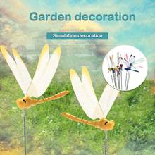 2PCS/lot DIY Artificial Dragonfly Garden Lawn Decorations  3D Simulation Dragonfly Yard Plant Lawn Decor Stick Random Color 2024 - buy cheap