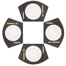 4/8 pces ventilador em forma de pvc lavável placemats para mesa de jantar esteira antiderrapante placemat conjunto em acessórios de cozinha copo coaster vinho almofada 2024 - compre barato