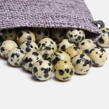 Natural Egg Color dalmation gem Stone Beads Round Loose DIY black Spotted Stone Beads for jewelry Making Handmade stone bracelet 2024 - buy cheap