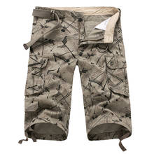 Bermuda masculina de verão, camuflada, casual, vários bolsos, algodão baggy militar, trabalho tático 2024 - compre barato
