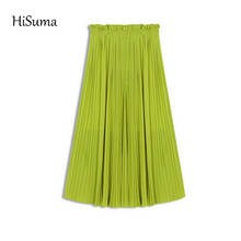 2020 Spring New Women's High Waist Pleated Ruffle Hem Chiffon Half-length Skirts Female solid skirt Women Vacation 2024 - buy cheap