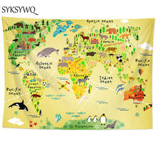 world animal map tapestry kids bedroom decor wall cloth decoracion hippie wall art wall cloth tapestries 2024 - buy cheap