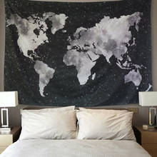 Starry World Map Tapestry Black White Abstract Painted Sofa Cover Wall Hanging Home Decor 2024 - buy cheap