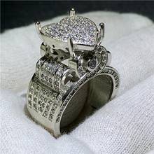 Unique Heart shape Promise Ring Pave AAAAA cz 925 Sterling Silver Engagement Wedding Band Rings for women Vintage Jewelry Gift 2024 - buy cheap