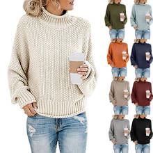 Knitted Sweaters in Autumn and Winter of 2020 Women's High Collar Casual Fashion Sweater Female Long Sleeve Pullover Loose Tops 2024 - buy cheap