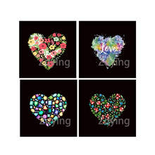 Ztingir-cabochon de vidro quadrado com 5 peças, aquarela, amor, coração, flor, fundo preto, foto, demonstração, fundo plano, jóias, diy 2024 - compre barato