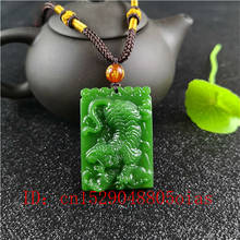 Natural Green Chinese Hetian Jade Tiger Pendant Necklace Fashion Charm Jadeite Jewelry Carved Amulet Gifts for Women Men 2024 - buy cheap