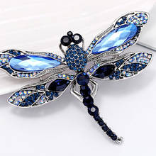 Cristal azul do vintage libélula broches para mulheres de alta qualidade moda inseto broche pinos casaco acessórios jóias animais presentes 2024 - compre barato