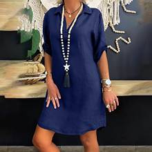 Fashion Long Blouses Women Clothes Solid Color Cotton Linen Turn Down Collar Sexy Loose Shirt Dress Blusas Mujer De Moda 2022 2024 - buy cheap