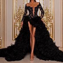2020 New Black Tutu High Low Prom Dresses Lace Beaded Pearls Long Sexy Prom Gowns Ruffles Tiered Formal Dress 2024 - buy cheap