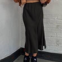 Vintage Long Skirts Women High Waisted Skirts Women Harajuku Skirts Street Retro Solid Color Split Slim Skirt Satin Split Skirt 2024 - buy cheap