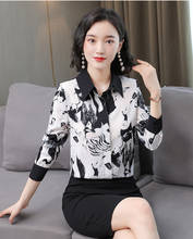 Chiffon shirt women's 2021 spring new high-end tops are fashionable and thin, long-sleeved flower jersey 2024 - buy cheap