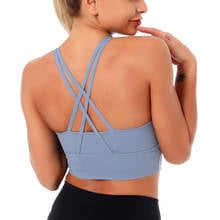 Moda Sem Encosto Tiras Ginásio Sports Bra Sexy Corrida de Fitness Yoga Tanque Tops Push Up Sutiãs Ginásio À Prova de Choque Sports Tops Mais tamanho 2024 - compre barato