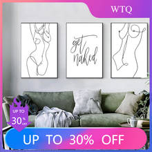 Bathroom Canvas Painting Get Naked Posters and Prints Nordic Minimalist Nude Female Line Art Wall Picture Shower Room Decoration 2024 - buy cheap