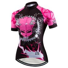 Women's Cycling Jersey Summer Short Sleeve Bike Jersey Mountain road Pink Skull MTB Bike Team Cycling Clothing Bicycle shirt Top 2024 - buy cheap