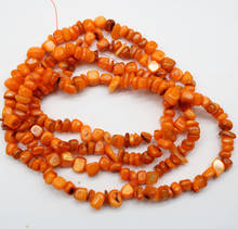 Wholesale Natural Gravel Irregular Square Orange red Dye Shell 5-7mm Beads  For Jewelry Making DIY Bracelet Necklace 34'' 2024 - buy cheap