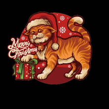 Caja de regalo de gato grande, calcomanía de Navidad, pegatinas de transferencia de calor de vinilo, Parche de dibujos animados lavable para planchar en la ropa DIY 2024 - compra barato
