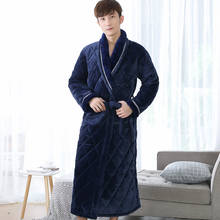 Winter Long Robe For Male Three Layers Quilted Bathrobe Thick Flannel Sleepwear Plus Size XXXL Kimono Bathrobes Mens Warm Lounge 2024 - buy cheap