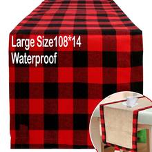 OurWarm Black and White Buffalo Plaid Burlap Table Runner Christmas Table Cover Lumberjack Themed Birthday Party Decorations 2024 - buy cheap