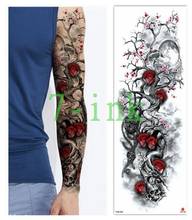 Tatuagens à prova dwaterproof água adesivo completo braço morto árvore lua flor vermelha crânio tatuagem transferência de água flash tatoo falso tatto para homens 2024 - compre barato