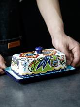 Caixa de cerâmica criativa americana, talheres europeus com tampa, placa de manteiga, sobremesa, prato de manteiga, caixa de queijo, bandeja de armazenamento 2024 - compre barato