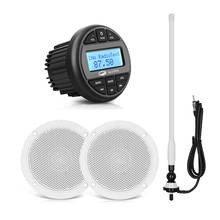 Rádio estéreo para barco com bluetooth à prova d'água, receptor de áudio, reprodutor de mp3 + alto-falante marinho de 4 polegadas + antena am fm para rv atv carrinho de golfe 2024 - compre barato