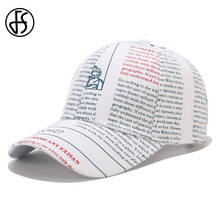 FS-gorras de béisbol con estampado de letras para hombre, gorra de béisbol con estampado de grafiti, de algodón, Hip Hop, color blanco y negro, con cierre trasero 2024 - compra barato