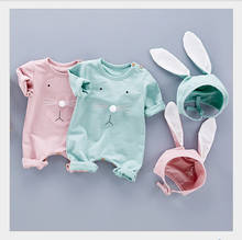 Newborn Baby Clothes Baby Romper Cotton Outfits Infants Baby Boys Girls Long Sleeve Romper Jumpsuit Rabbit Ears Hat 2PCS Set 2024 - buy cheap