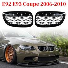 Grade dianteira para bmw 3 series e92 e93 coupe, grade frontal preta, brilhante, cromada 2024 - compre barato