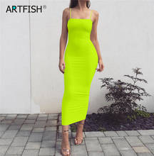 Mujer 2020 Spring Summer Dress Neon Women Bodycon Midi Sexy White Black Dress Party Basic Casual Tube Long Slip Dresses M0323 2024 - buy cheap