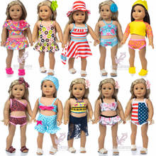 Conjunto de natación para muñeca bebé, Vestido de playa de 18 pulgadas, ropa de baño para muñeca, bikini, 43 cm 2024 - compra barato