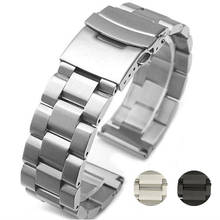 Beafiry pulseira de relógio 18mm 20mm 22mm 24mm, pulseira de aço inoxidável, prata e preto, pulseira para homens e mulheres, relógio inteligente 2024 - compre barato