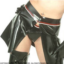Black And Red White Trims Mini Short Sexy Latex Skirts Zipper At Back Rubber Bottoms Uniform DQ-0015 2024 - buy cheap