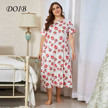 DOIB Plus Size Sleepwear Nightwear Women Floral Print Oversize Size Loose Soft Home Wear Large Size Summer Dress 3XL 4XL 2024 - buy cheap