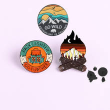 Adventure Theme Enamel Pin Go Wild Go Future Fire Shape Brooch Bag Clothes Lapel Pin Badge Gift For Men Women 2024 - buy cheap