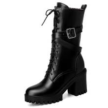 Laminated Cross Binding Belt Buckle High Waterproof Platform Mid-Calf Boots Rubber Platform Super High Heel Women Winter Shoes 2024 - buy cheap