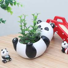 Resina vaso de flor animal decoração para casa adorável panda plantas suculentas pote recém chegados plantador ornamento do escritório 2024 - compre barato