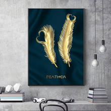 Golden Feathers Canvas Paintings On The Wall Posters And Prints Feathers Wall Pictures For Living Romm Wall Decoration Cuadros 2024 - buy cheap